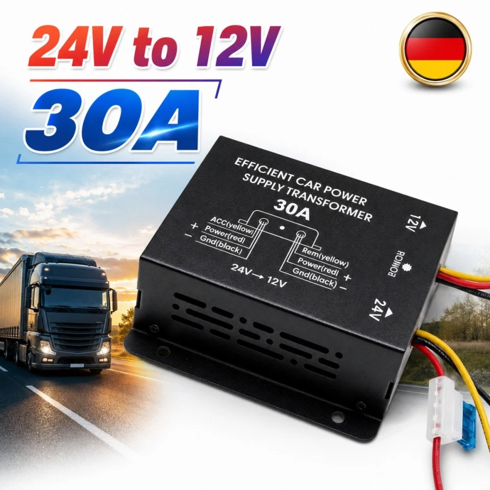 Produktbild von 24V Auf 12V DC/DC-Wandler – 120 W, 10 A, Mit Schraubklemme, Überlast- & Kurzschlussschutz – Schwarz