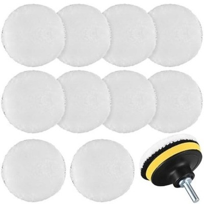10-Pack 3 Inch Wool Polishing Pads with Hook and Loop Backing for Drill Buffer,