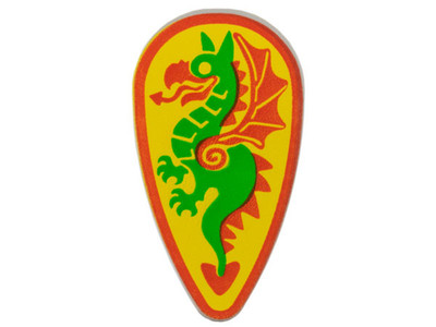 LEGO OVALER SCHILD OVAL CASTLE BURG RITTER GRÜNER ROTER DRACHE 2586p4b