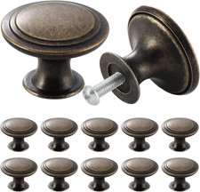 12PCS Vintage Cabinet Knobs Bronze Round 30mm Drawer Handles Furniture Doors Set