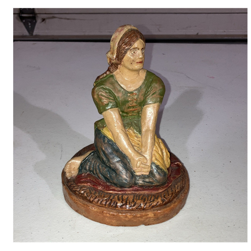 Hand Carved Wooden Kneeling Nativity Figure 7in Multicolor Religious Christmas