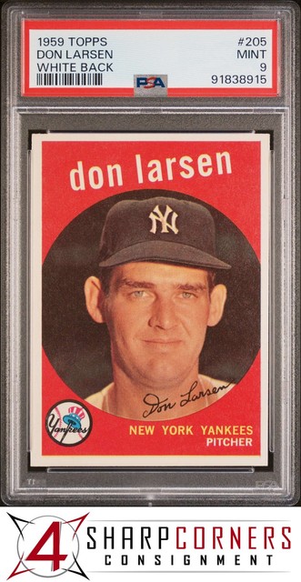 1959 Topps #205 Don Larsen Yankees White Back Pop 8 PSA 9