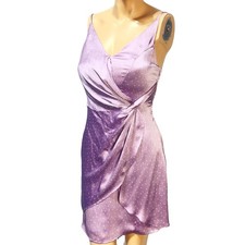 Lulu's Womens Missy Lavender Purple Polka Dot Satin Front Twist Mini Dress S