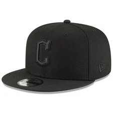 NWT Men's New Era Cleveland Guardians 9FIFTY Snapback Hat Black/Black