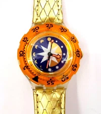 NEW Swatch Scuba 200 Watch GOLDEN ISLAND SDK112 with Case & Papers 1993 Gents 