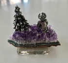 "Alaska" Pewter Figurine of Miner & Pine Tree On Amethyst Crystal Geode — photo 2