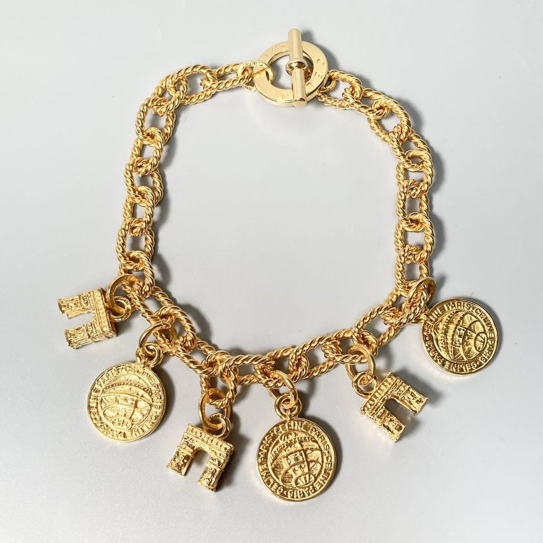 Celine Women Necklace Vintage Chain Gold Limited Edition Rare 2601TK