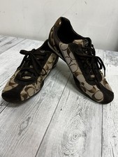 Coach Hilary Womens "C" Monogram LOGO Retro Y2K Tan Canvas Size 9M Sneakers