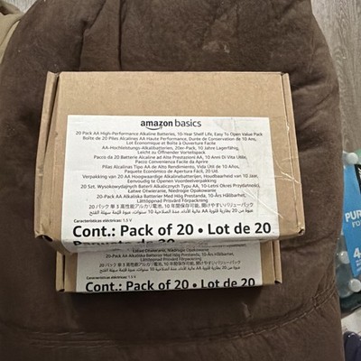 Lot (2) Amazon Basics 20 Packs (40) Total AA Alkaline Batteries, 1.5 Volt (1)