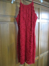 by & by Cocktail Party Dress Red Lace Size 11 Sleeveless Fully Lined GORGEOUS!