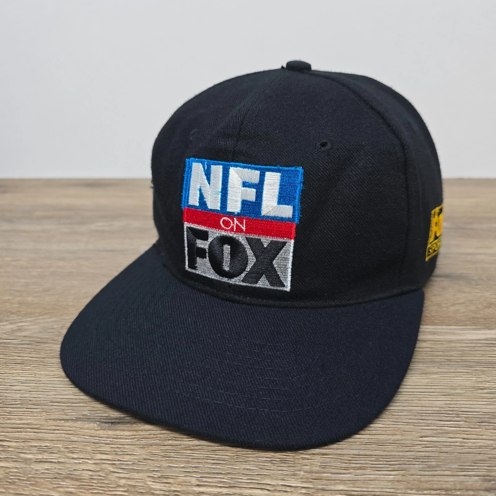 Vintage NFL on FOX Snapback Hat Black Fox Sports Logo 90s Wool Blend