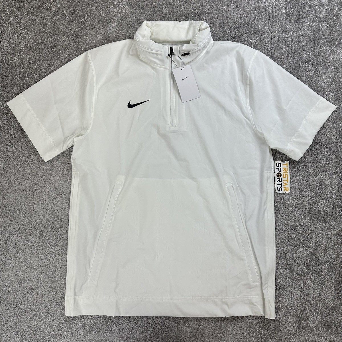 Nike Football Coaches Jacket Mens Medium White Black 1/4 Zip