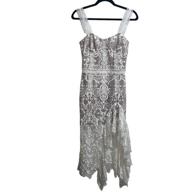 NEW NWOT Bronx & Banco Tiffany Blanc Lace Midi Dress In White SIZE US  4/SMALL | eBay