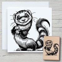 Stempel Willy - Motivstempel Holzstempel Scrapbooking Karten Wiesel Tierstempel
