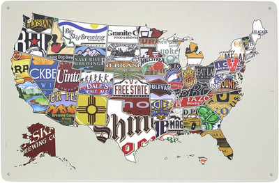 American Craft Beer Week Beer States Map Plaque Metal Tin Sign Wall Decor