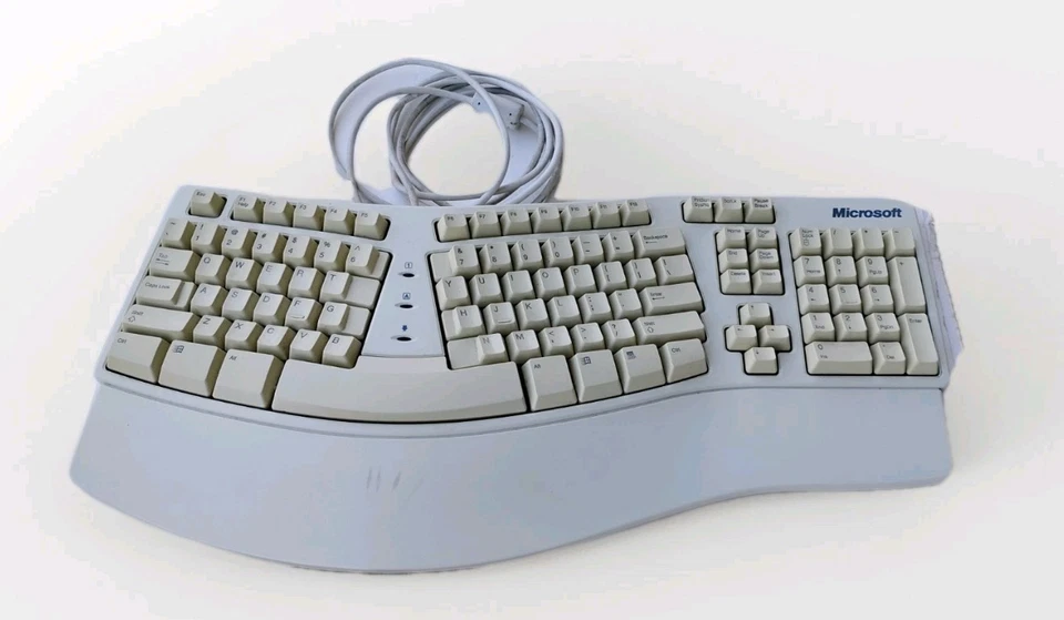 Vintage Microsoft  X03-51763 Natural Keyboard Elite Ergonomic ps2 White KU-0045 - Image 2 of 4