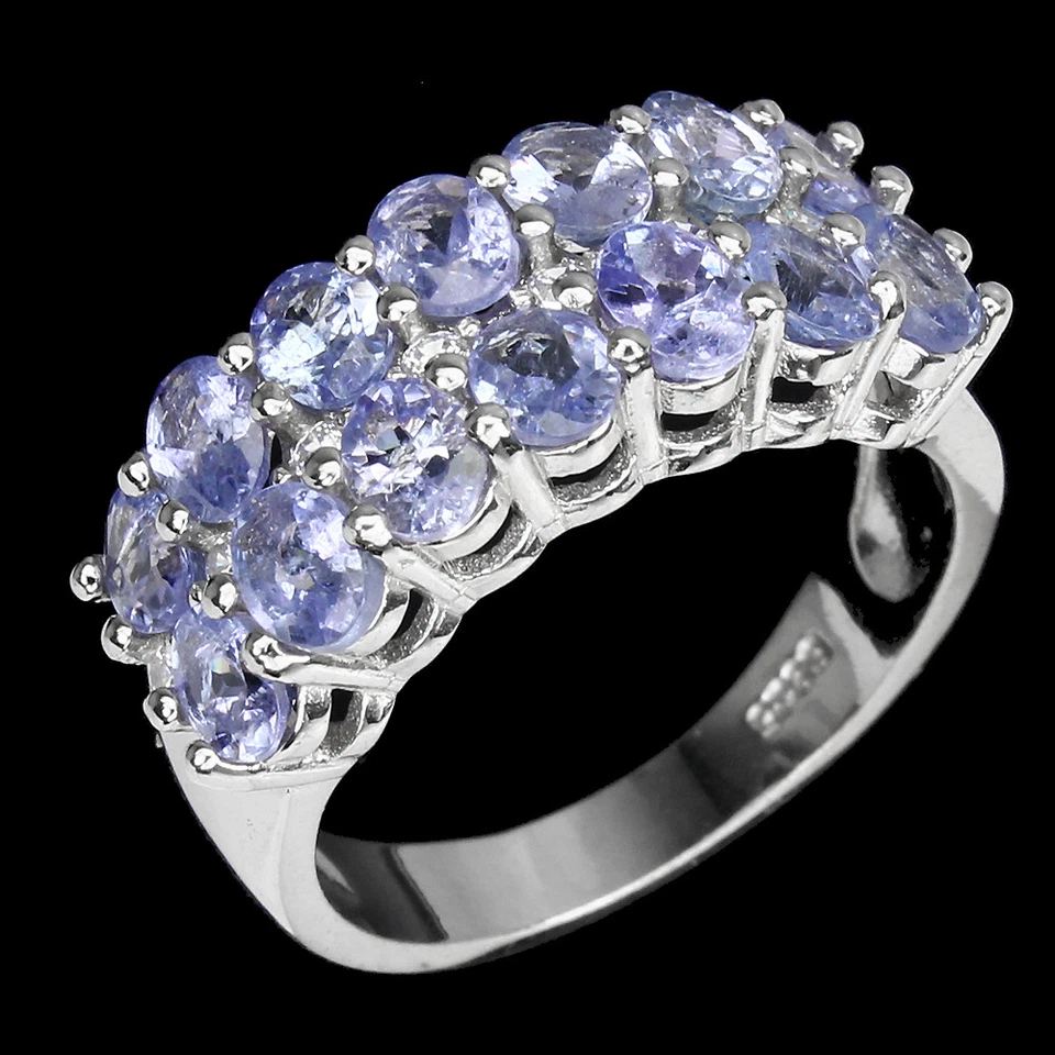 925 Anello Argento Sterling Ovale Tanzanite 4x3mm Naturale Gemma Gioielli Sz 6 - Immagine 3 di 4