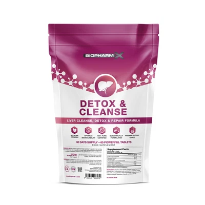 BIOPHARMX Liver Support Detox Cleanse Health Formula Vegan Tablets UK