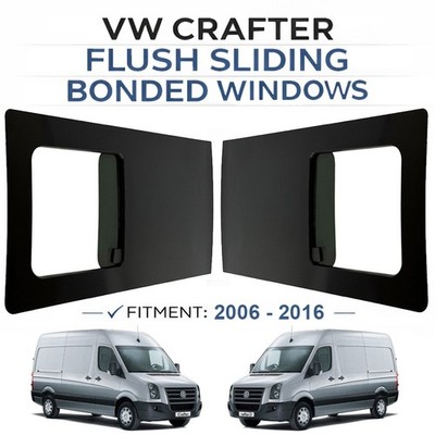 VW Crafter 06-16 Schiebe verklebtes Hartglas bündig dunkel getönt Sichtschutzfenster