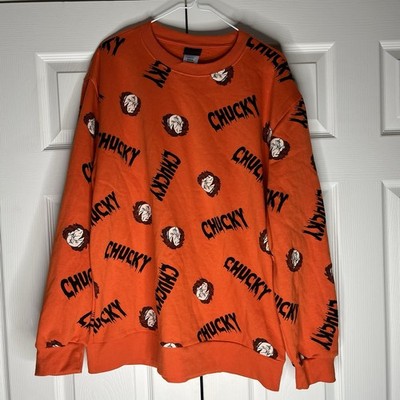 Chucky Horror Sweatshirt All Over Print Orange Sweater Pullover Medium Universal
