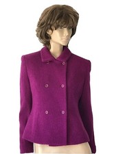NWT JONES NEW YORK FUCHSIA TWEED COLLARED DOUBLE BREASTED JACKET SIZE 6