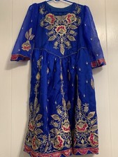 Indian/pakistani Women Blue And Multicolor Design Kameez Brand New