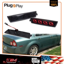 For 08-12 Chevrolet Malibu Smoked Rear Bumper Red LED Fender Side Marker Lights
