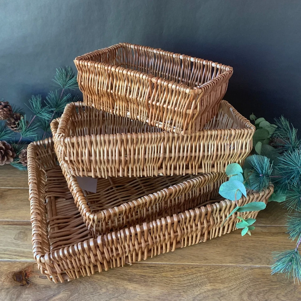Christmas Wicker Hamper Basket Gift Tray Empty Natural Retail Packaging Box - Image 2 of 4