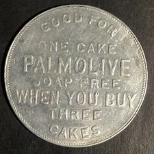 Palmolive Peet Co Alum G/F One Cake Trade Token "3" 35mm c1926-30's