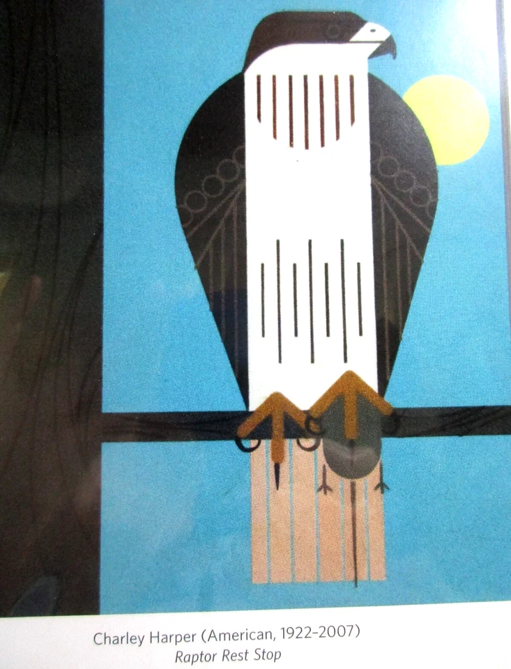 Charley Harper Calendar Print - RAPTOR REST STOP - 8" X 10" in White Mat — 第 2/2 张图片