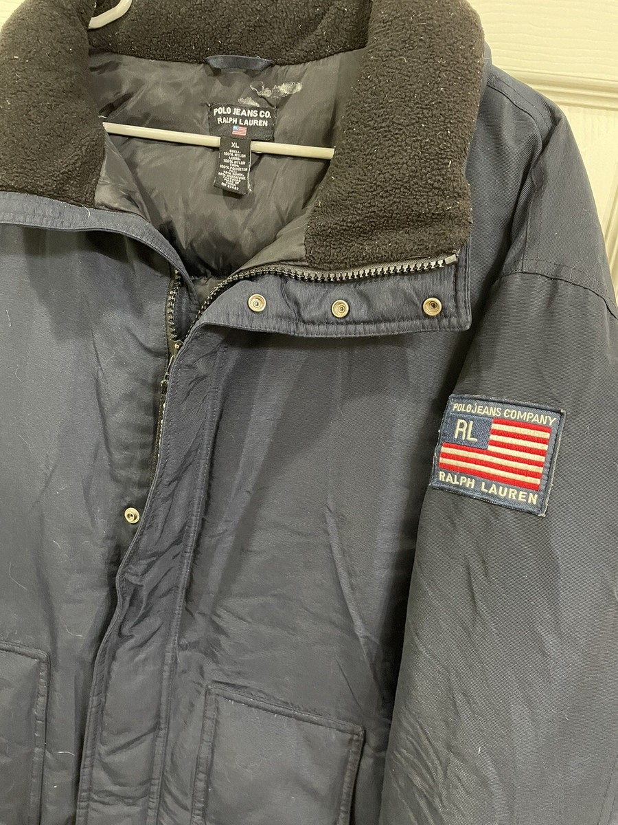 Vintage 90s Polo Ralph Lauren MA-1 Flight Bomber Jacket NAVY Men's