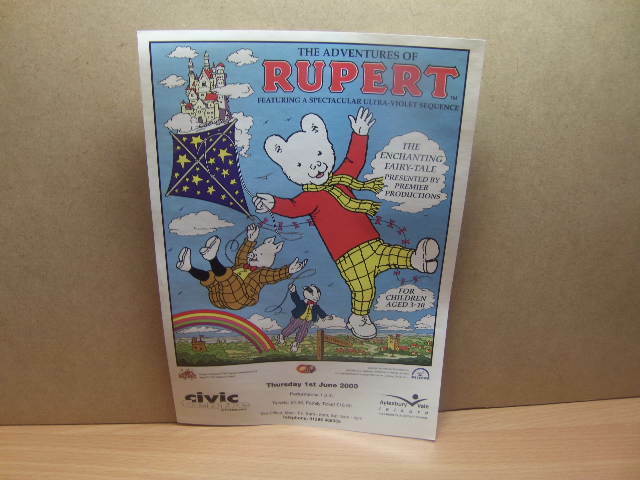 Adventures of Rupert bear show at Aylesbury Civic Centre June 2000 handbill