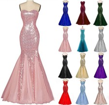 Sequins Mermaid Bridesmaid Dress Formal Long Party Prom Evening Dresses