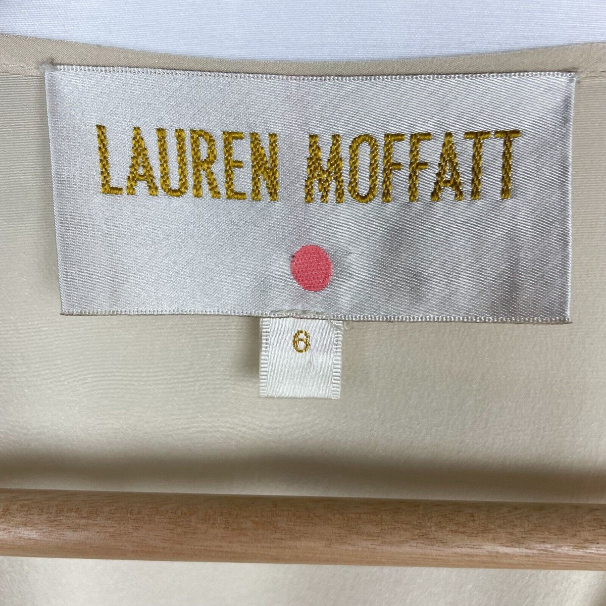 Lauren Moffatt Silk Heart Pocket Dress Size 6 Ivory Cream Blouson Pockets View 3