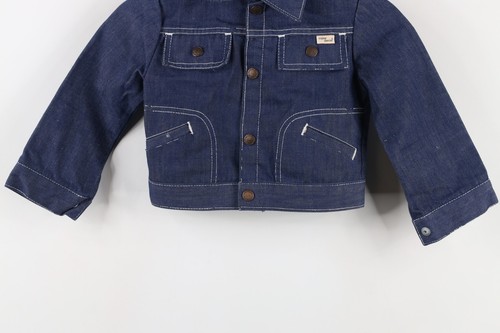 Vintage 60s 70s Boys Medium 4-5 Selvedge Denim Jean Trucker Jacket Blue USA - Picture 3 of 17