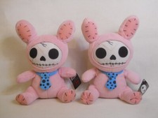 New with Tags lot of 2 Furrybones 12" plush Pink Bun Bun Bunny skeleton