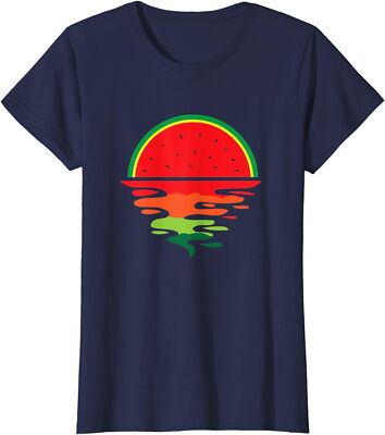 Watermelon Sunset Water Fruit Sunset Slice Gift Ladies' Crewneck T-Shirt