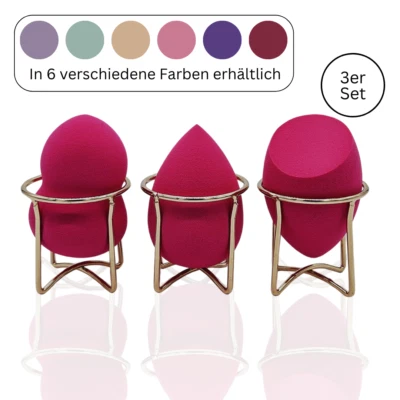 AZOZA BEAUTY Luxuriöser Make-up Schwamm mit edler Halterung 3er-Set Beauty Schminkschwamm