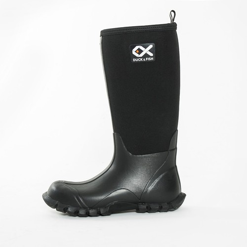 Duck and Fish Buck Man 16" Black Fishing Hunting Neoprene Rubber Farm Knee Boot - Picture 2 of 8