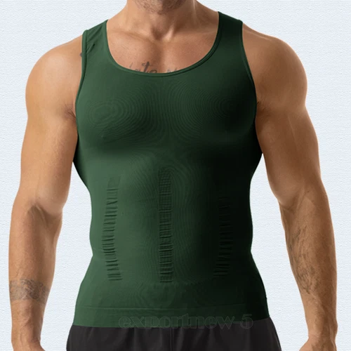 Men's Slimming Body Shaper Belly Chest Compression Vest Girdle T-Shirt Tank Top - Picture 26 of 33
