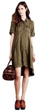 $158 Anthropologie Military Swing Shirtdress 2 Small Dress High Low AMAZING NWT