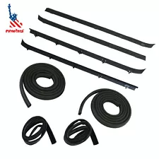 For Chevy GMC Truck Front Door Window Run Sweep Felts Weatherstrip Seals Kit