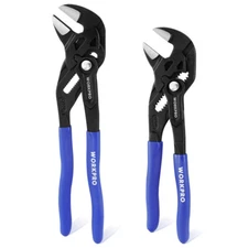 WORKPRO Plier Wrench Set 2-Pack 7" 10" Adjustable Parallel Smooth Jaw Plier CR-V