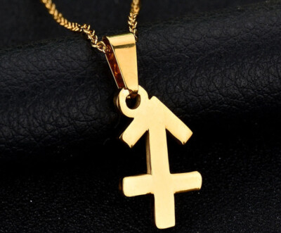 Ω Sternzeichen Schütze Anhänger Kette Edelstahl goldfarben