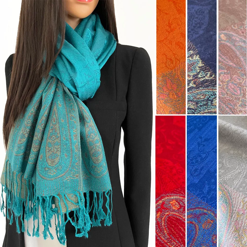 Large Paisley Pashmina Shawl Wrap Evening Scarf Long Cotton Rainbow Ladies  Gift