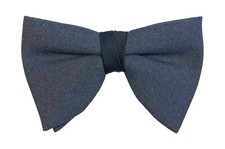Men's Vintage Dark Grey Bow Tie 1970s Oversized Large Butterfly Clip On