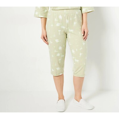 Isaac Mizrahi Live! Soho Printed French Terry Pedal Pusher XL TALL Sage A491918