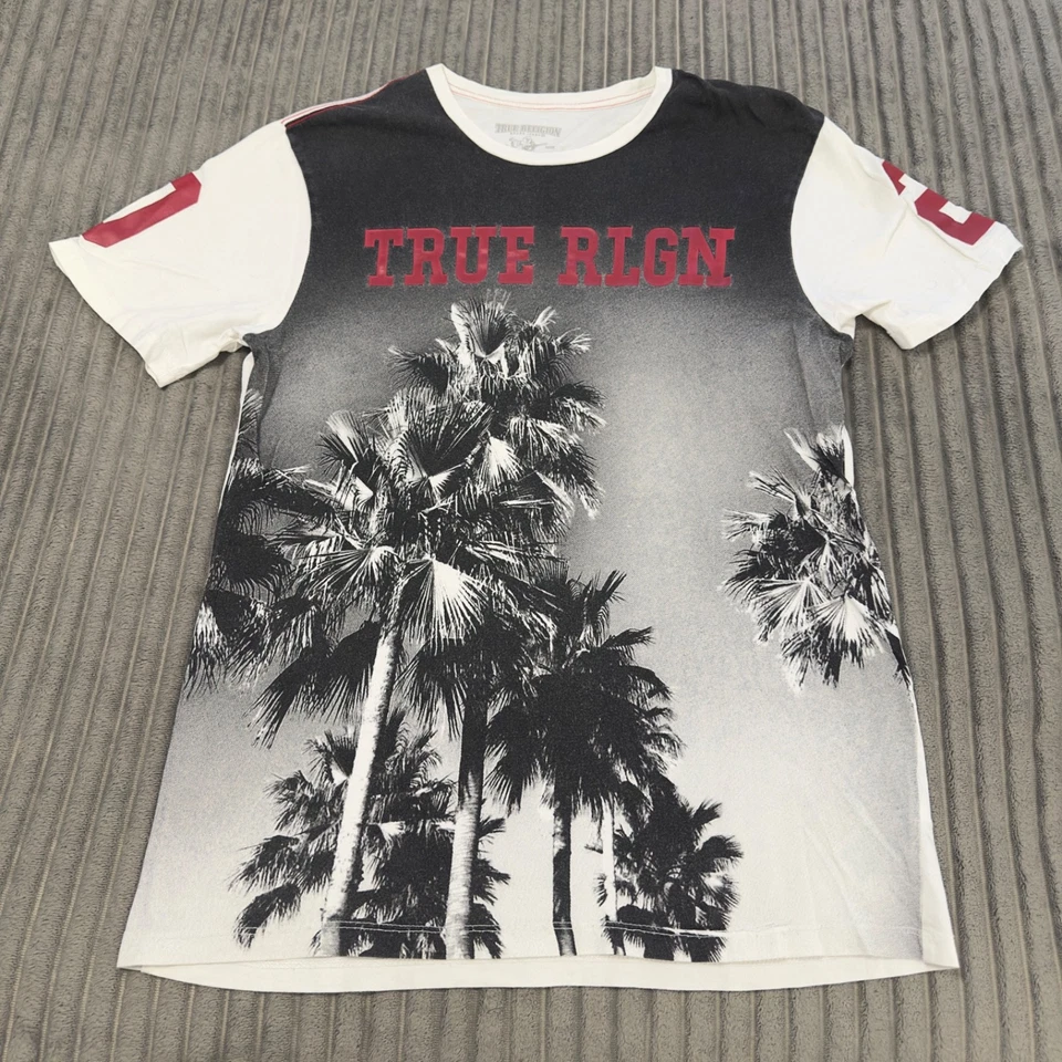 Lote De 3 Camisetas True Religion Para Hombre M Negro Gráfico Manga Corta Esenciales Y2K Foto 2 de 4