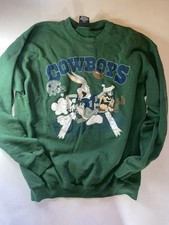 Vintage Looney Tunes Dallas Cowboys Crewneck Sweatshirt Green XL NFL Cartoon