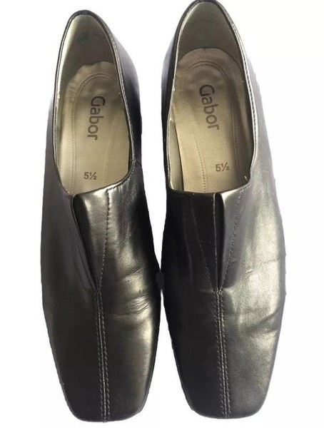 Women Gabor Heels Black Leather 36.5 #7T6H